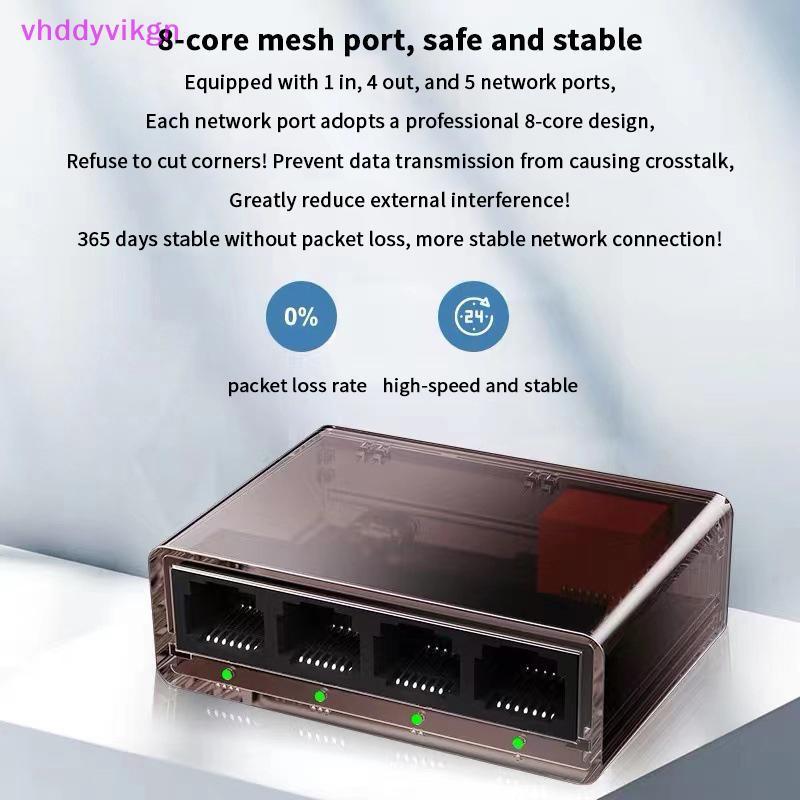 VHDD 1000Mbps 5 Puertos Ethernet Conmutador Inteligente Gigabit RJ45 ...