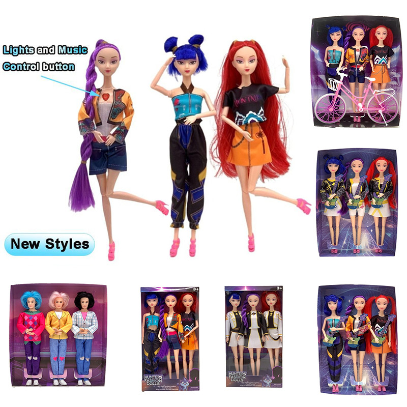 🎤 Figuras De Acción HUNTRIX KPOP 30cm | Set De 3 Muñecas Rumi, Mira Y Zoey | Articuladas Con Ropa Intercambiable | Regalo Para Fans Del K-Pop