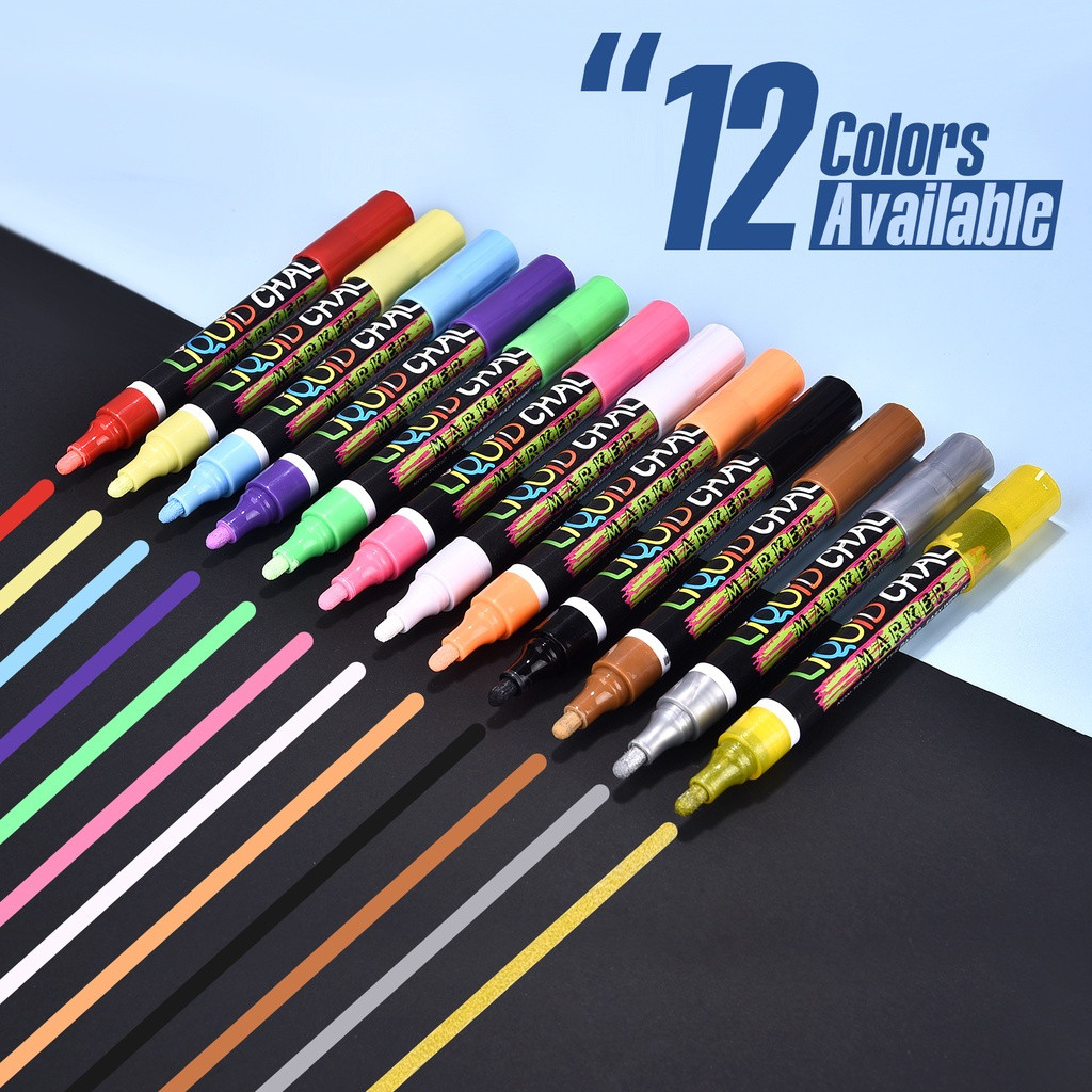 Set De 12 Tizas Sin Polvo De Colores | Crayones Lavables De Escritura Para Pizarra Y Acera | Pigmentos Vibrantes Con Estuche De Almacenamiento | Regalo Creativo Para Niños Y Niñas
