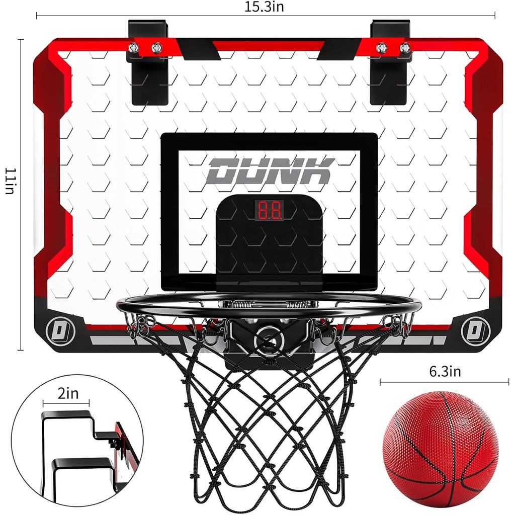 Mini aro de Baloncesto para Puerta - Juguetes de Baloncesto de Interior para niños,Mini aro de con 3 Bolas, decoración del hogar del artilugio Juego para la educación ni