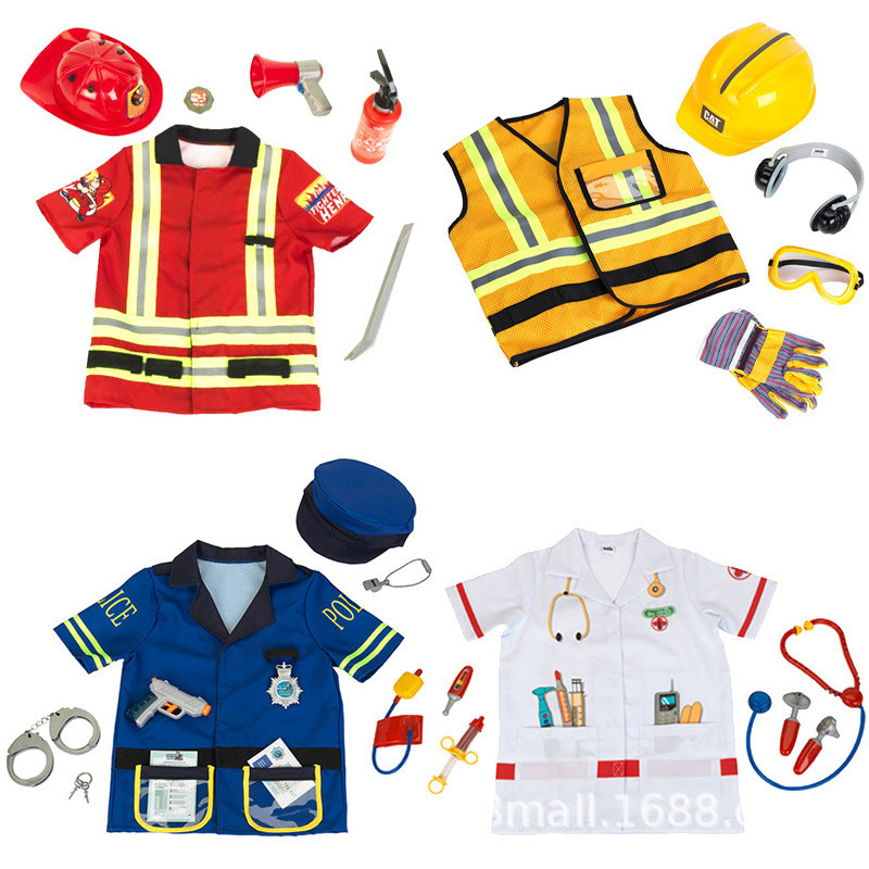 Disfraz De Obrero De Construcción Para Niños Con Chaleco, Casco Y Herramientas – Set De 8 Piezas Para Juego De Rol – Regalo De Navidad Y Carnaval