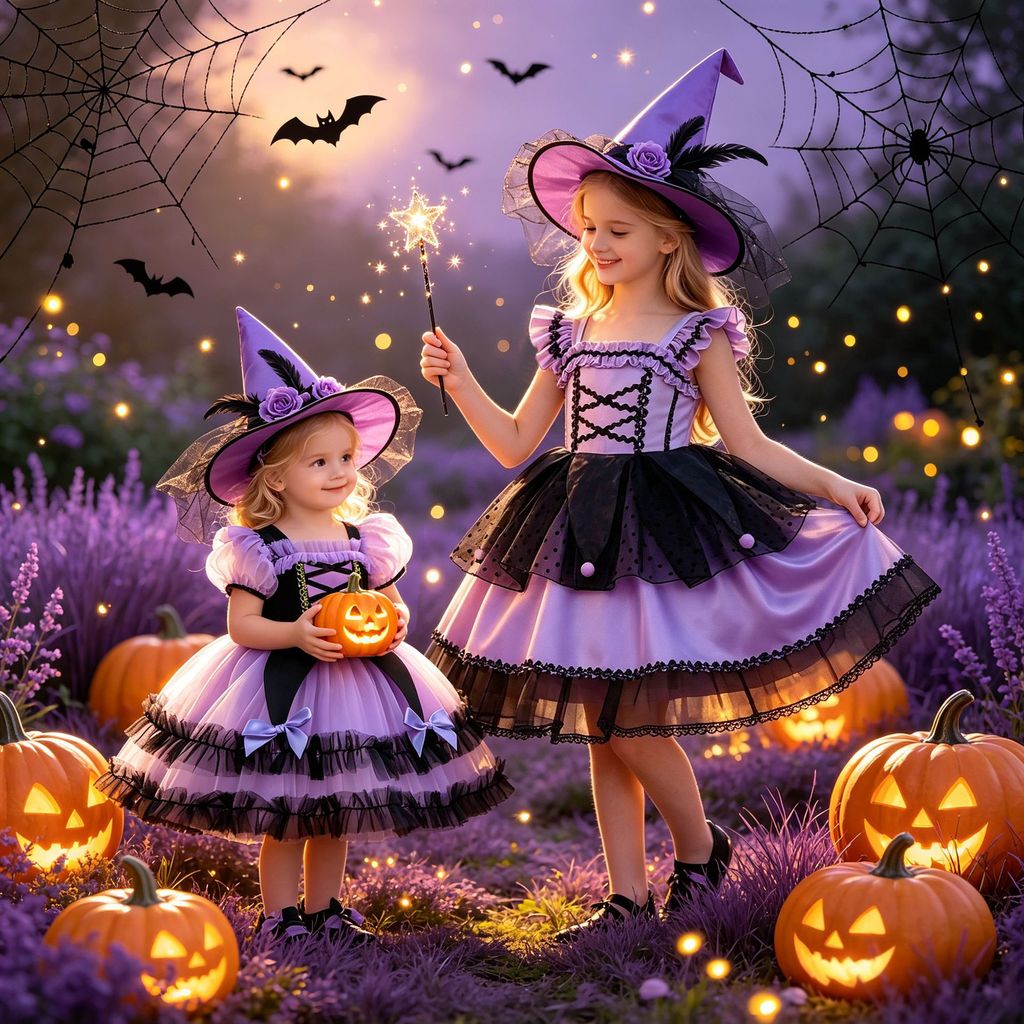 Vestido De Princesa Bruja Morada Y Negra Para Niñas, Vestido De ...