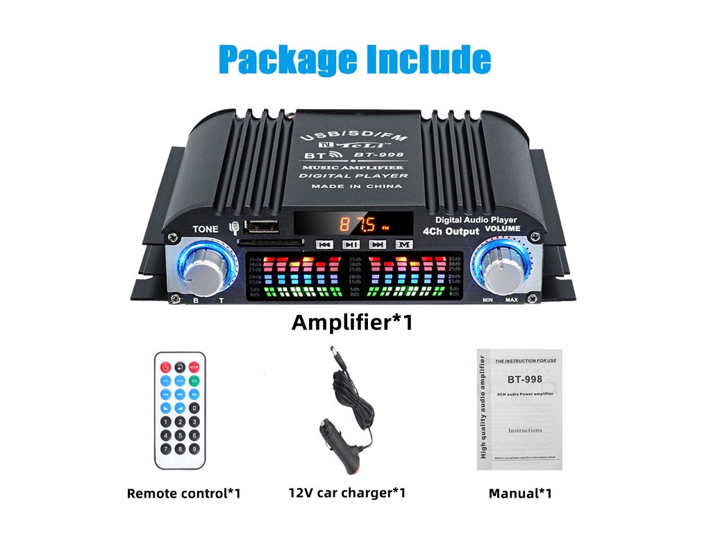 Amplificador de audio para auto 12V/110V/220V 800W Mini Bluetooth