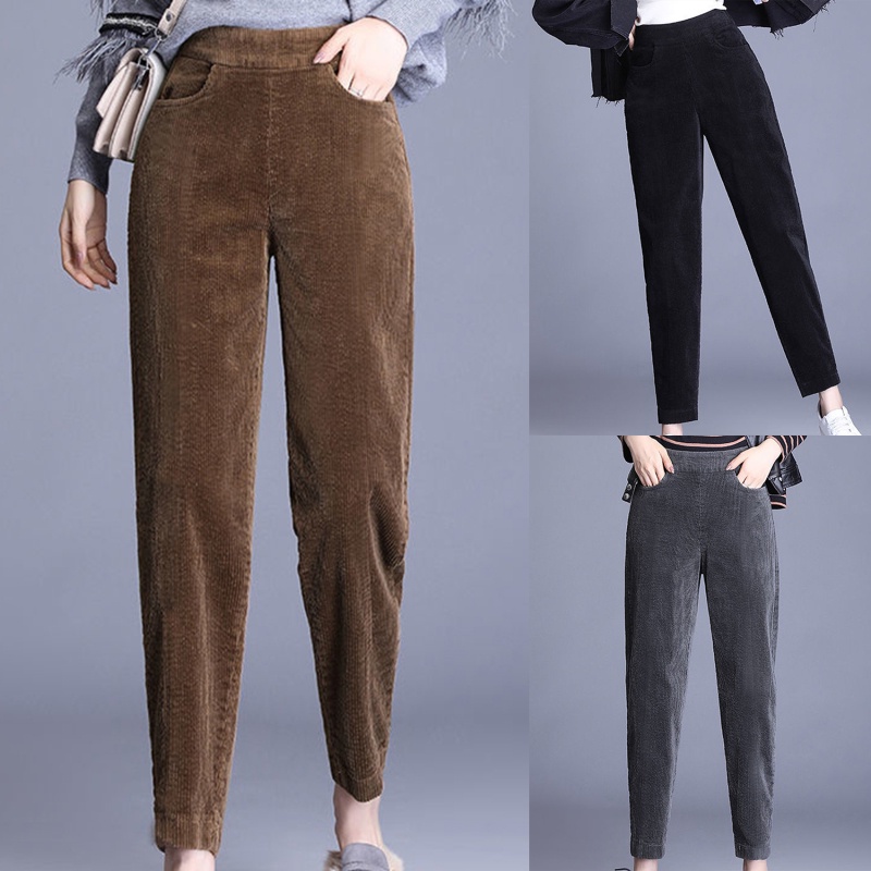 Pantalones Casuales De Pana De Felpa Gruesa Para Mujeres Cálidos