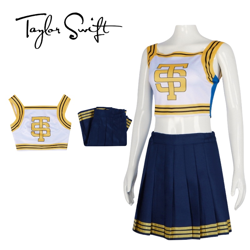 thumbnail image 1 of Taylor Porrista Uniforme Swift Halloween Azul Blanco Cosplay Traje Hip Hop Danza Disfraces, 1 of 5