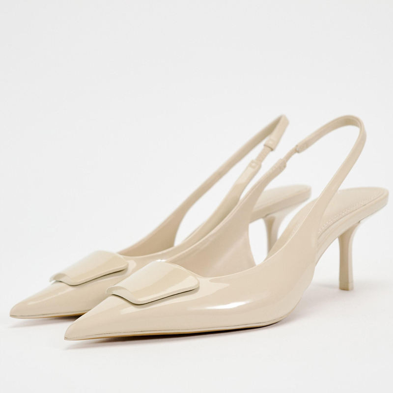 Zapatos Destalonados Mujer Zara Zapato Tacon Beige Destalonado