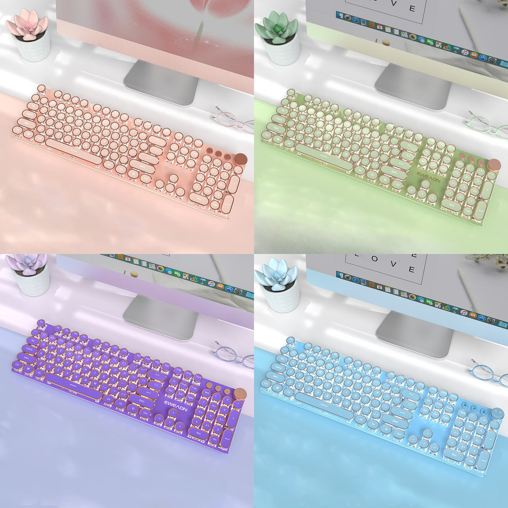 Teclado Mecánico Para Juegos, 104 Teclas, Teclado Mecánico Rosa Con Tapa Punk, Brillo Retroiluminado Colorido Ajustable, Panel De Metal Duradero, Teclado Para Juegos Con Cable Con(902-7 Pink Punk