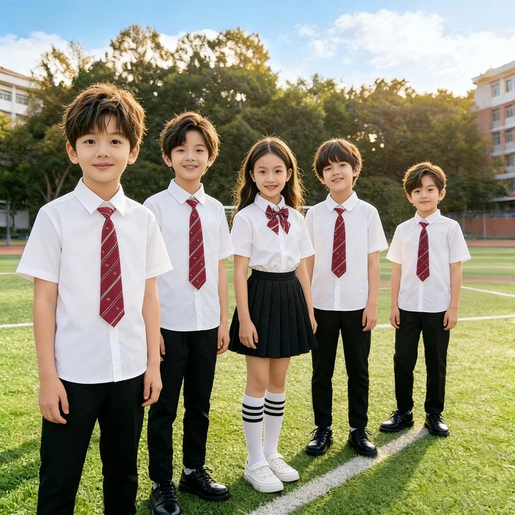 Uniforme Escolar Con Corbata Blanca Para Niños, Estudiantes De Primaria ...