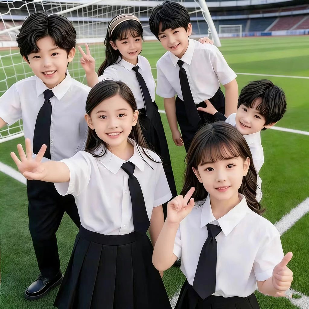 Uniforme Escolar Con Corbata Blanca Para Niños, Estudiantes De Primaria ...