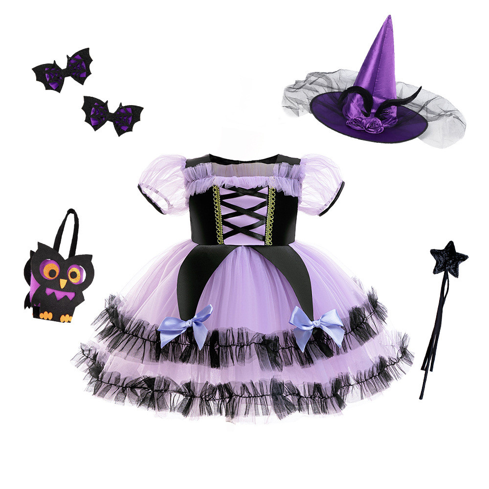 Vestido De Princesa Bruja Morada Y Negra Para Niñas, Vestido De ...