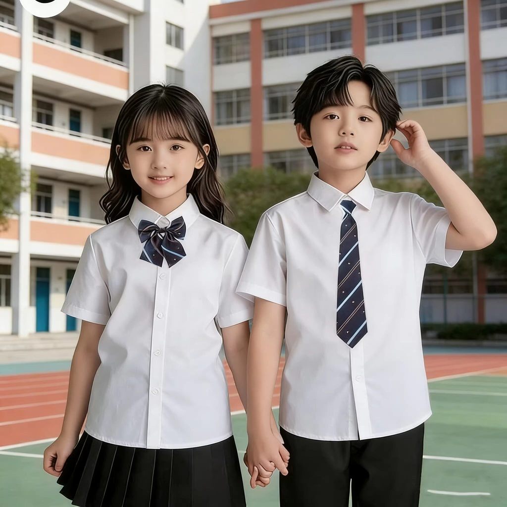 Uniforme Escolar Con Corbata Blanca Para Niños, Estudiantes De Primaria ...