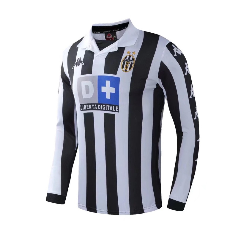 Jersey Juventus 1999/00 Home Retro Camiseta De Manga Larga Negra Y
