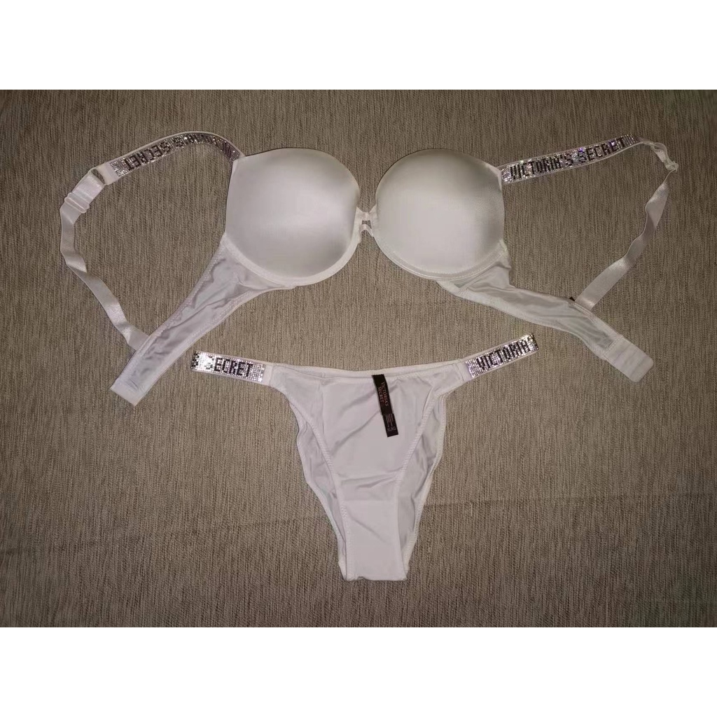 thumbnail image 1 of Conjunto De Sujetador Ajustable Victoria's Secret Lencería sexy glitter Transpirable push-up Mujer Letra Impresión, 1 of 4