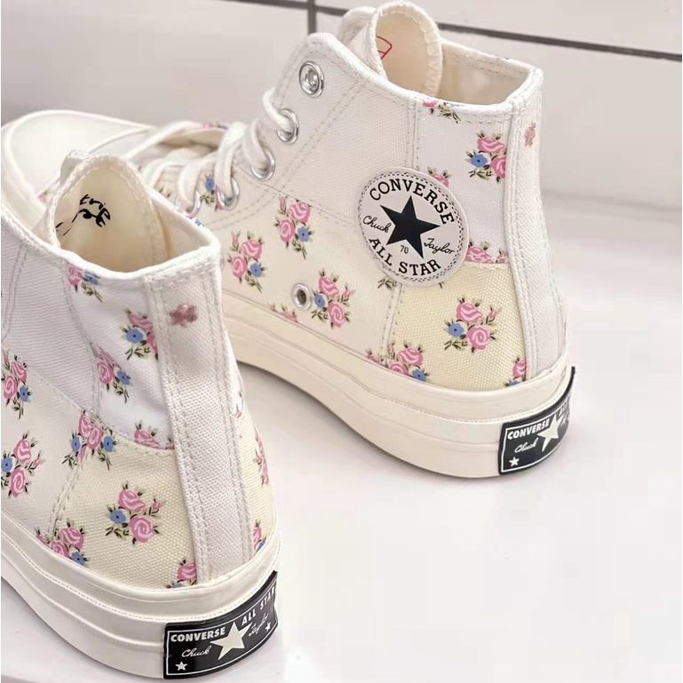 Pink flower converse hotsell