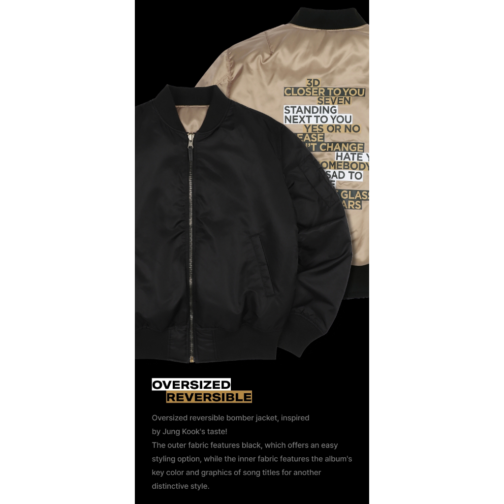 1st PO) BTS Jung Kook Golden Oversized Bomber Jacket