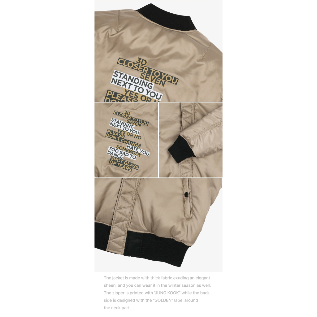 BTS JUNGKOOK Golden Oversized Bomber Jacket - A-KPOP