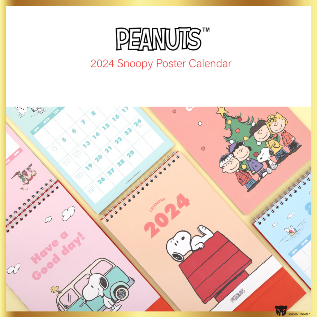 Calendario De Escritorio Con Póster Peanuts Snoopy 2024 (Enero De 2024