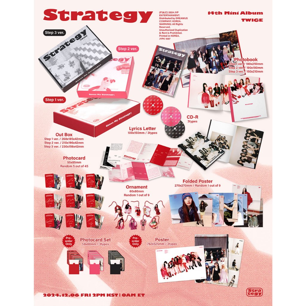 TWICE 14th Mini Album STRATEGY (Step1 ver. / Step2 ver. / Step3 ver ...
