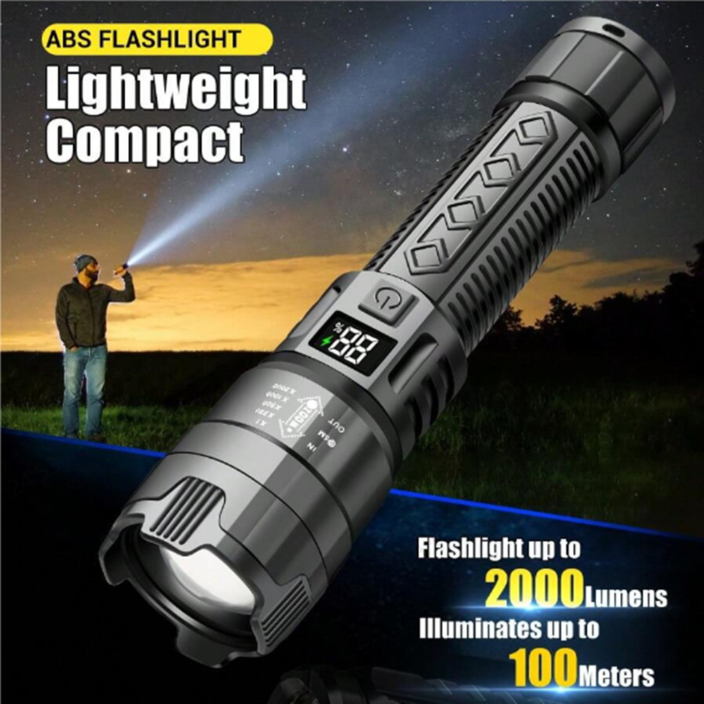 Torcia LED Ricaricabile USB 100.000 Lumen Yiff-03 - Arancione, Impermeabile, 500m