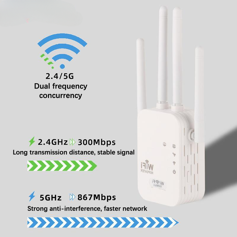 Repetidor WiFi De 300Mbps Extensor Inalámbrico 4 Antenas Booster 5G 2 ...