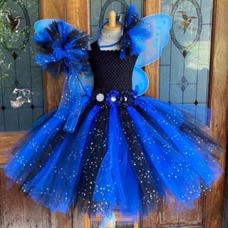 Royal Blue Girls Tulle Tutu Vestido, Niña de flores, Traje de