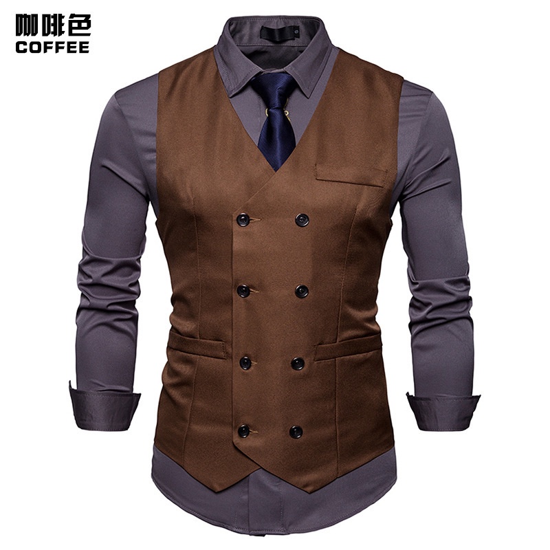Venta Caliente Chalecos De Vestir Para Hombre Casual Slim Fit Chaleco De Doble Pecho Formal De Negocios