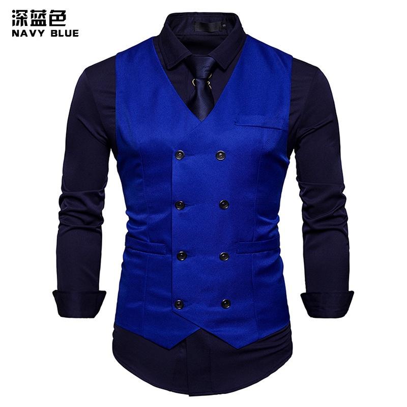 Venta Caliente Chalecos De Vestir Para Hombre Casual Slim Fit Chaleco De Doble Pecho Formal De Negocios