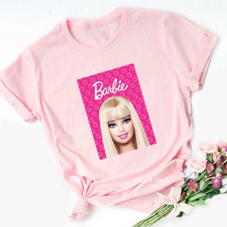 Camiseta Barbie Rosa Moda Ropa De Mujer Top De Verano Blanco Manga Corta  O-Cuello Casual Gráfica Camisetas Hip Hop Streetwear